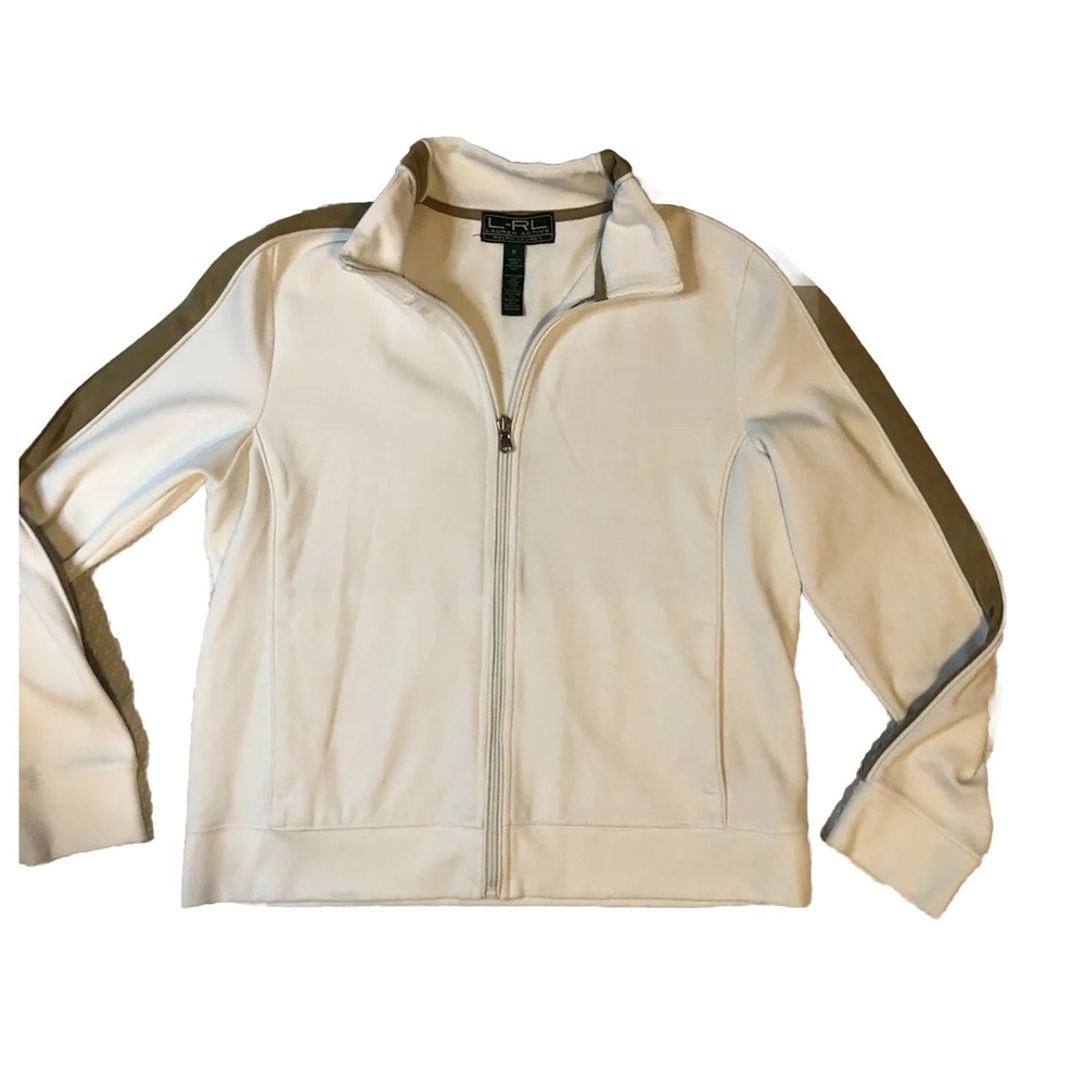 Lauren Ralph Lauren Active - Women's - Medium - Track Jacket-- White W/Stripe